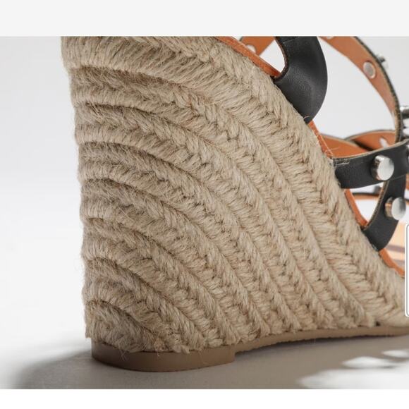 NEW Dolce Vita Maxon Espadrille Wedge Sandal Black Studded Womens Size  8.5 - Picture 7 of 10